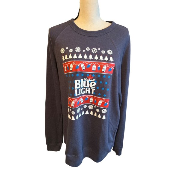 Labatt Blue Christmas Light Sweatshirt Bella+Canvas Fleece Festive White Red XL - Picture 1 of 5
